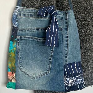 Boho denim bag upcycled jeans